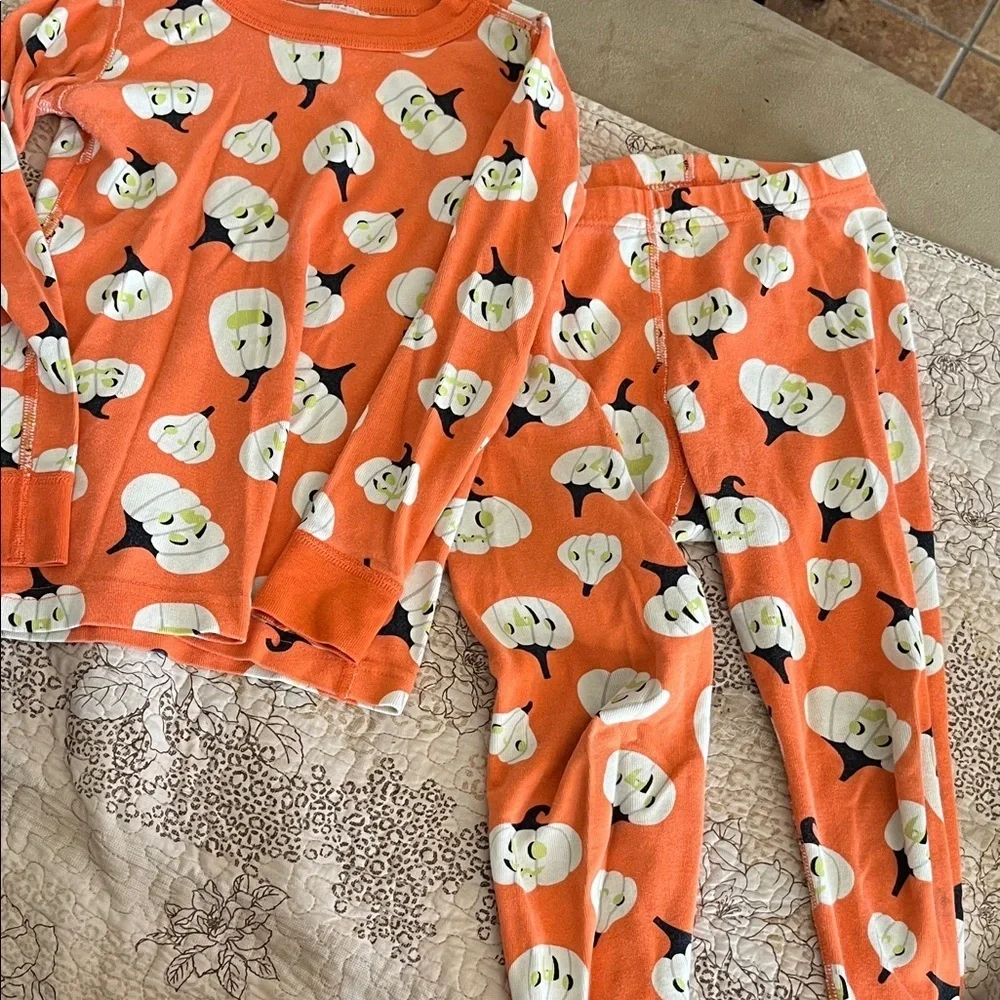 Hanna Andersson striped long sleeved Pajamas Jack-o-lantern Halloween Print S 5